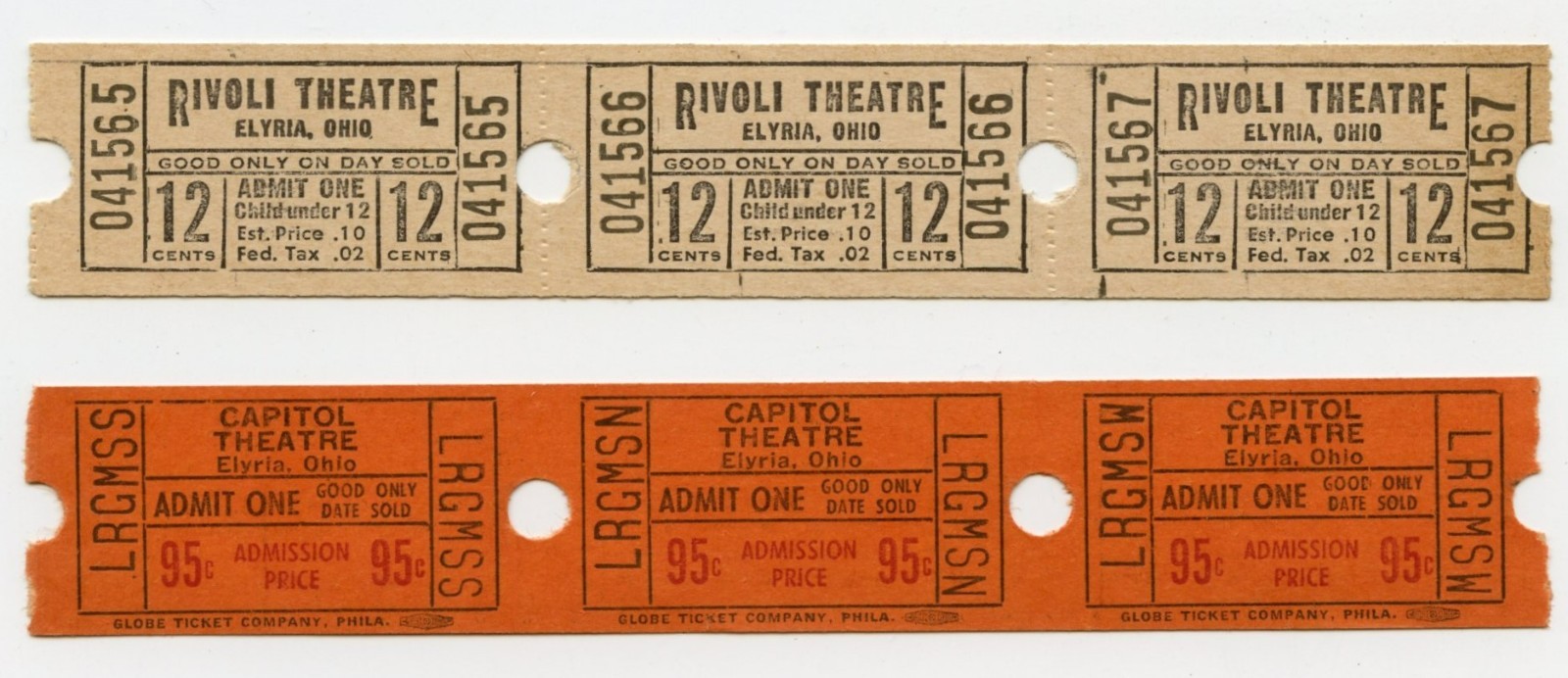 2 SETS OF TICKETS - ELYRIA, OHIO - RAVOLI THEATRE & CAPITAL THEATRE