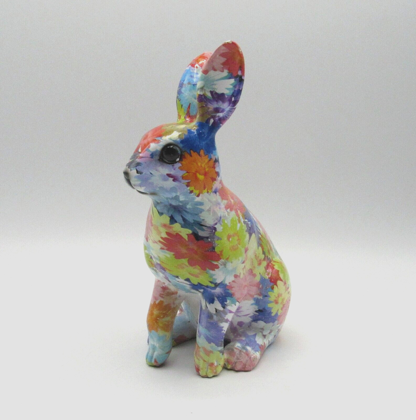 SPRING EASTER BUNNY RABBIT FLORAL DECOUPAGE FIGURINE SIZE SMALL NEW