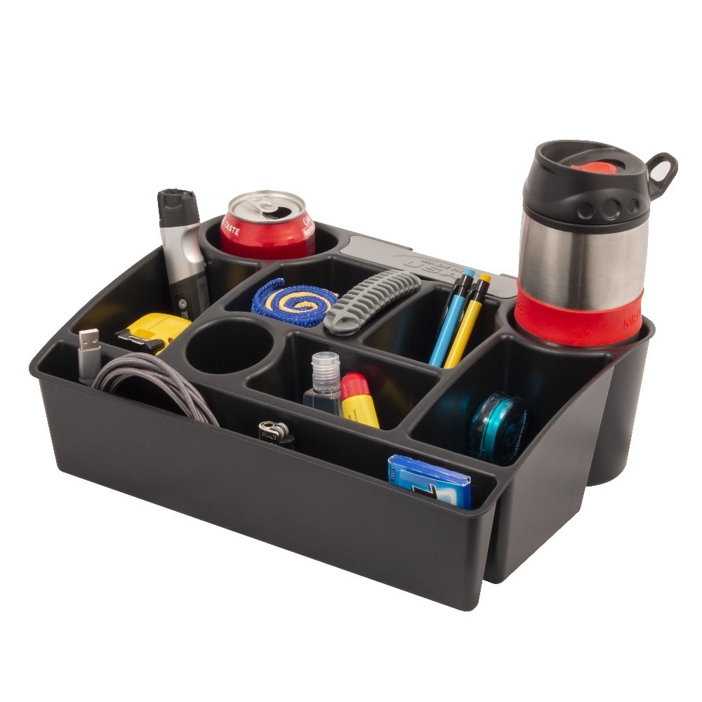 Universal Car Seat Gap Organizer with Cup Holders and Storage Pockets Black