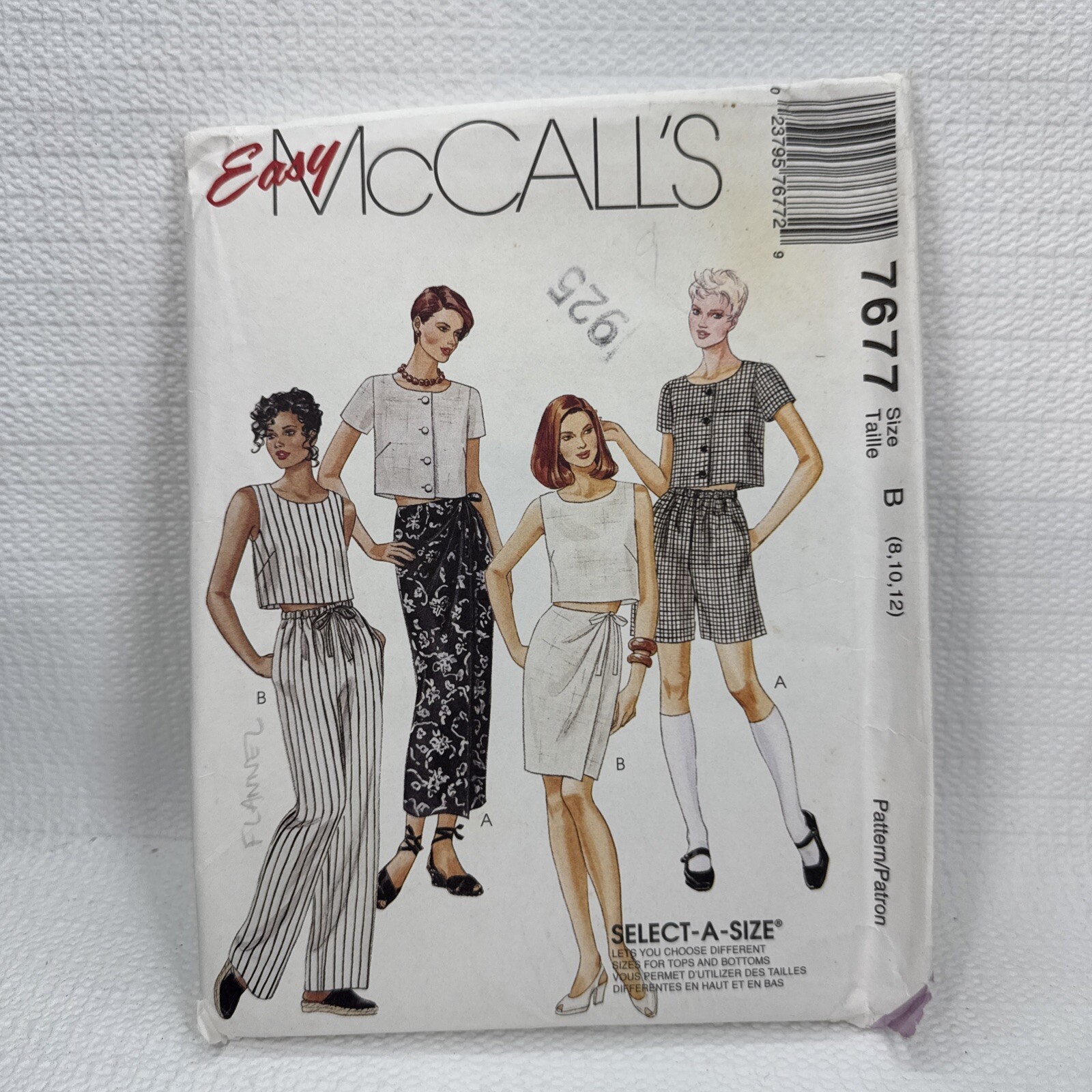 McCalls 7677 Misses Pants Shorts Top Sarong Pattern 8-12 *Uncut