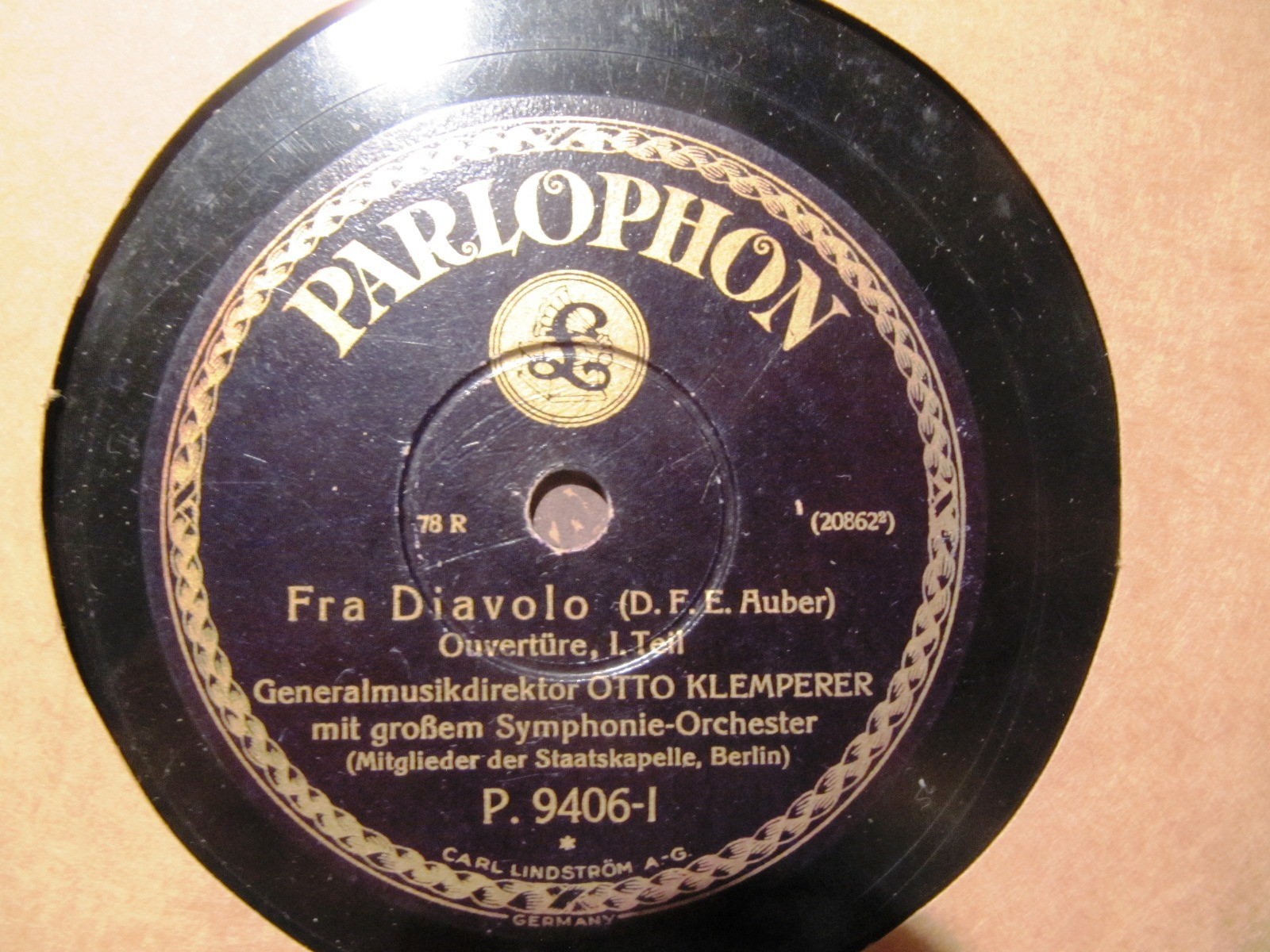 1929 OTTO KLEMPERER Berlin State Opera Auber FRA DIAVOLO OVERTURE Parlophon 9406