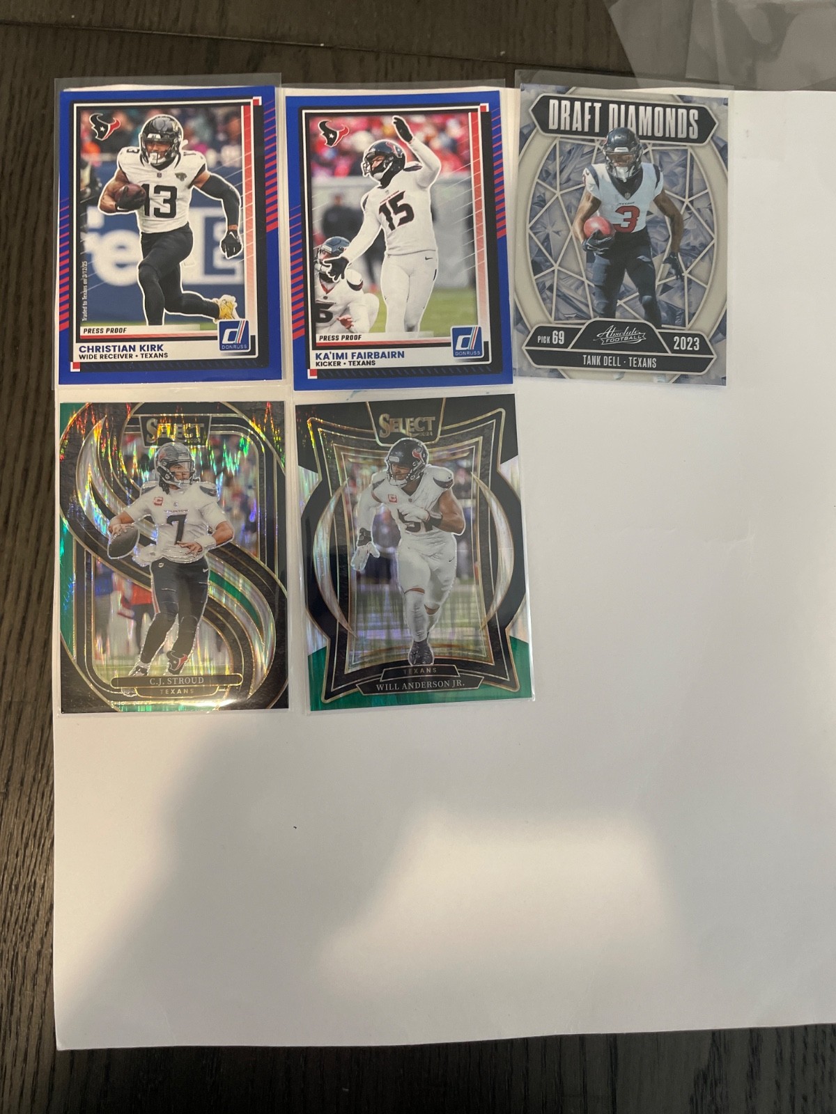 Houston texans 5 card lot Panini