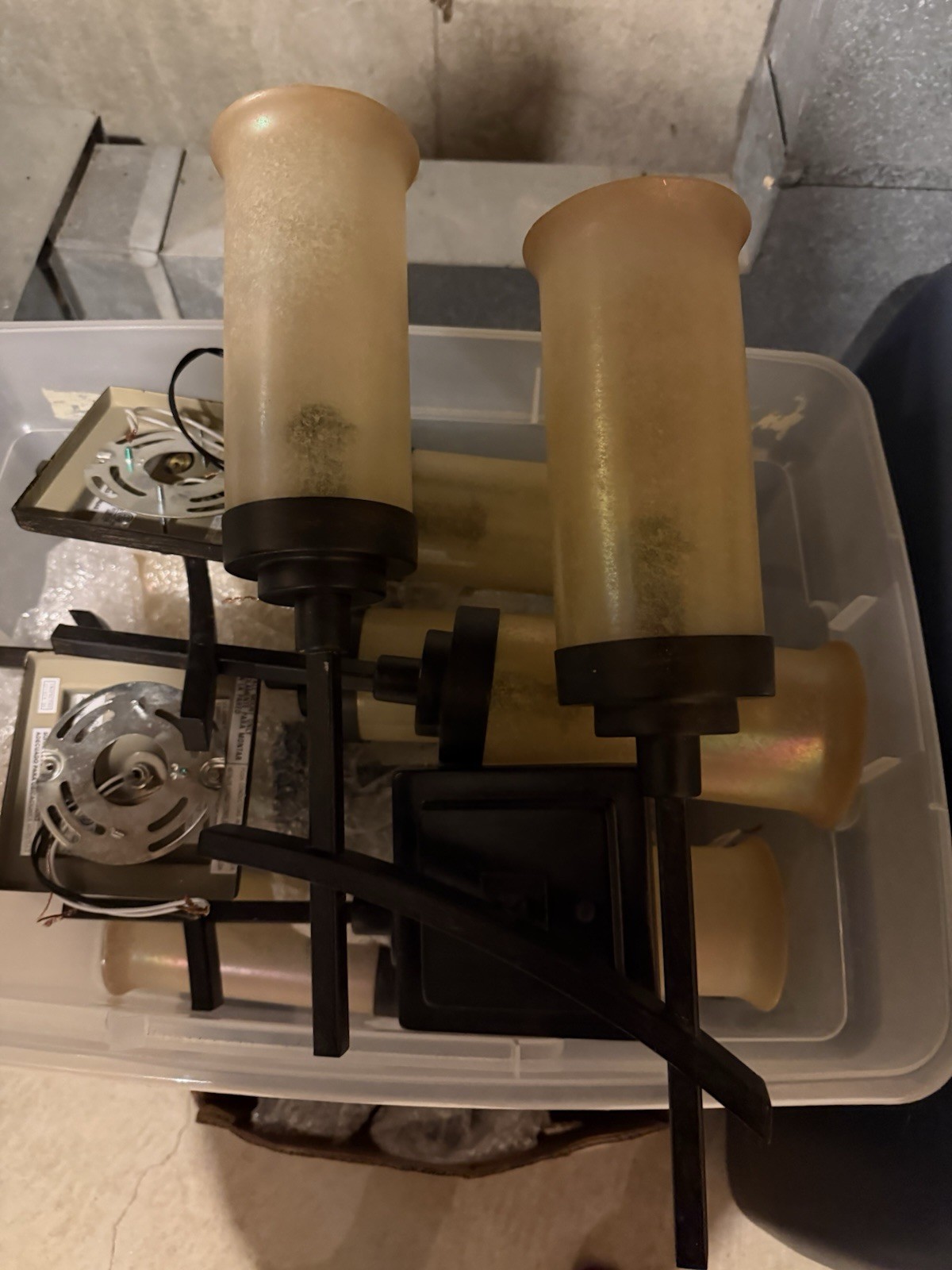 2-Light Iron Oxide Sconce with Scavo Glass Shades Light Fixtures