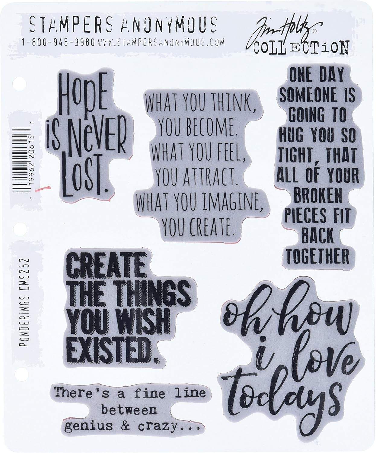 Tim Holtz Cling Stamps 7"X8.5", Ponderings