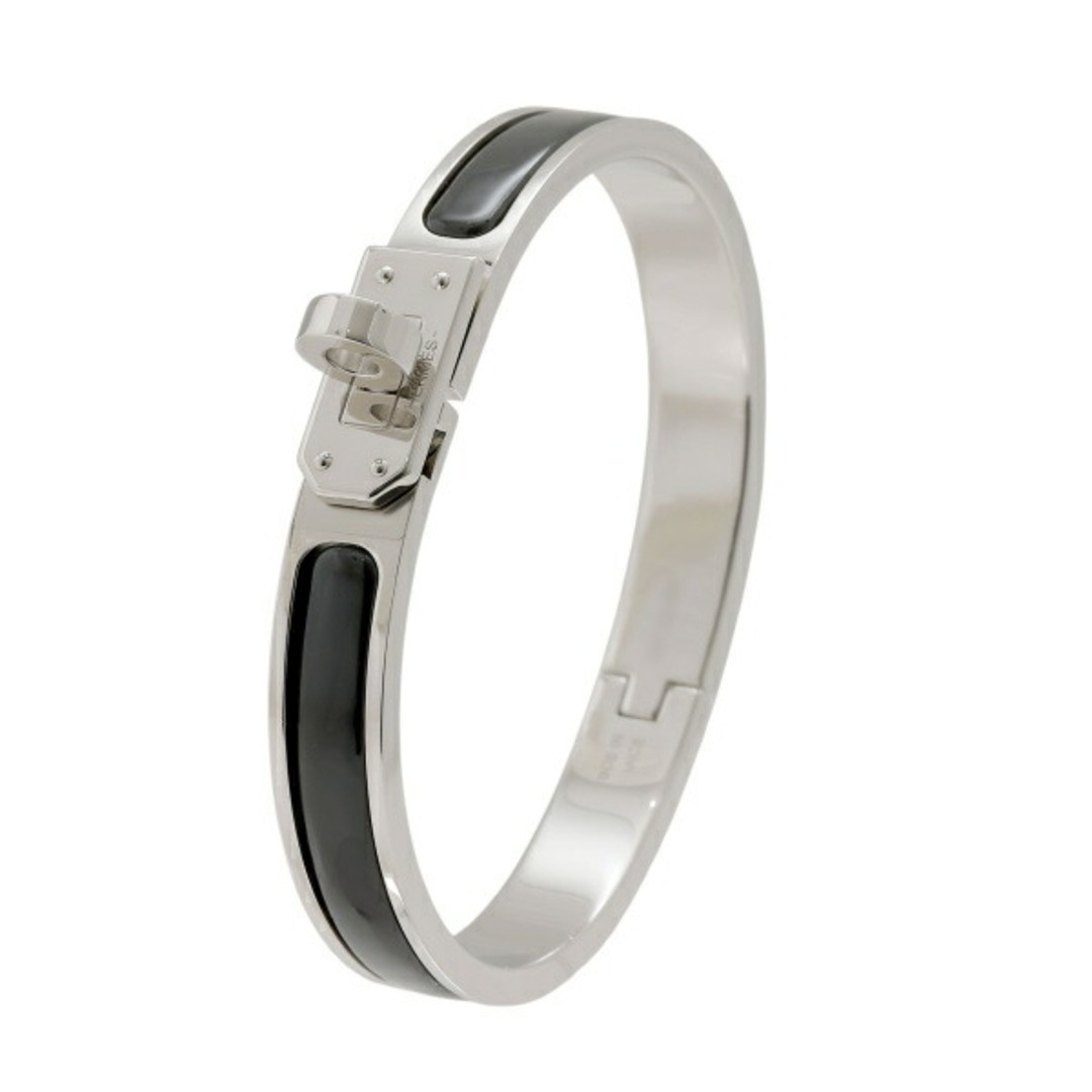 Hermes Mini Click Kelly Palladium Enamel Bracelet Used YUKI-0