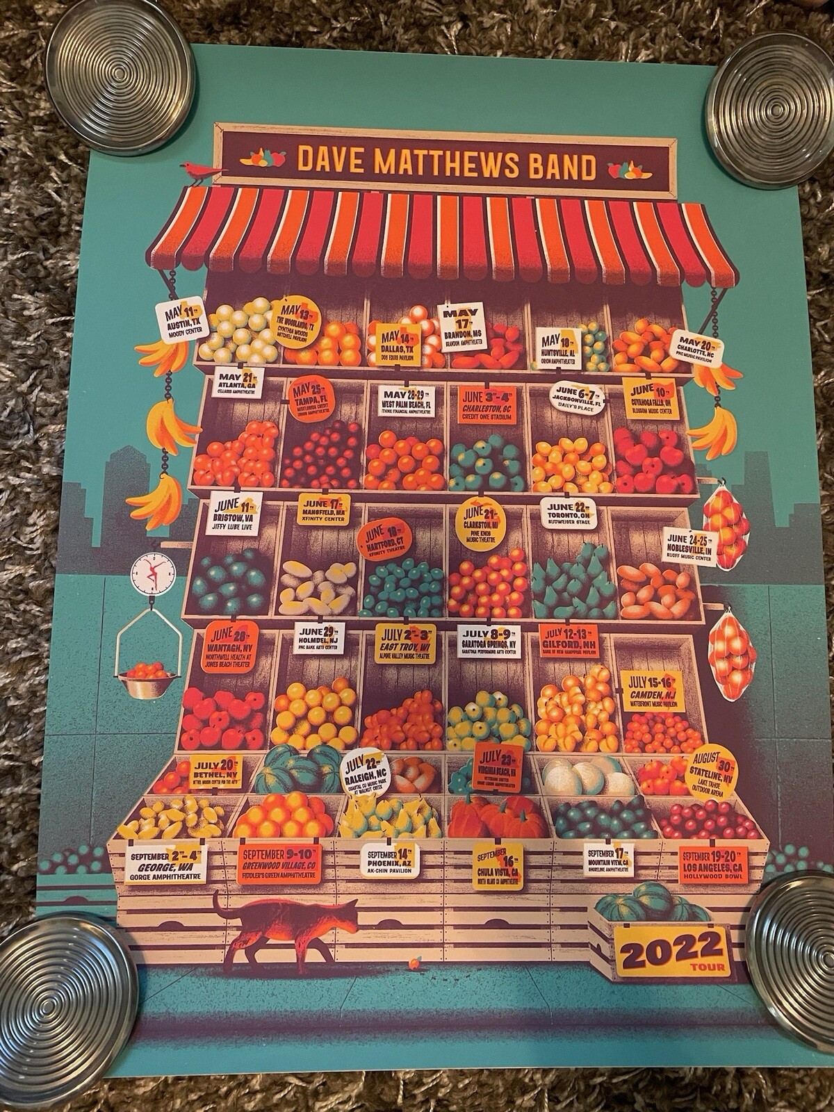 Dave Matthews 2022 Tour Poster concert fruit stand
