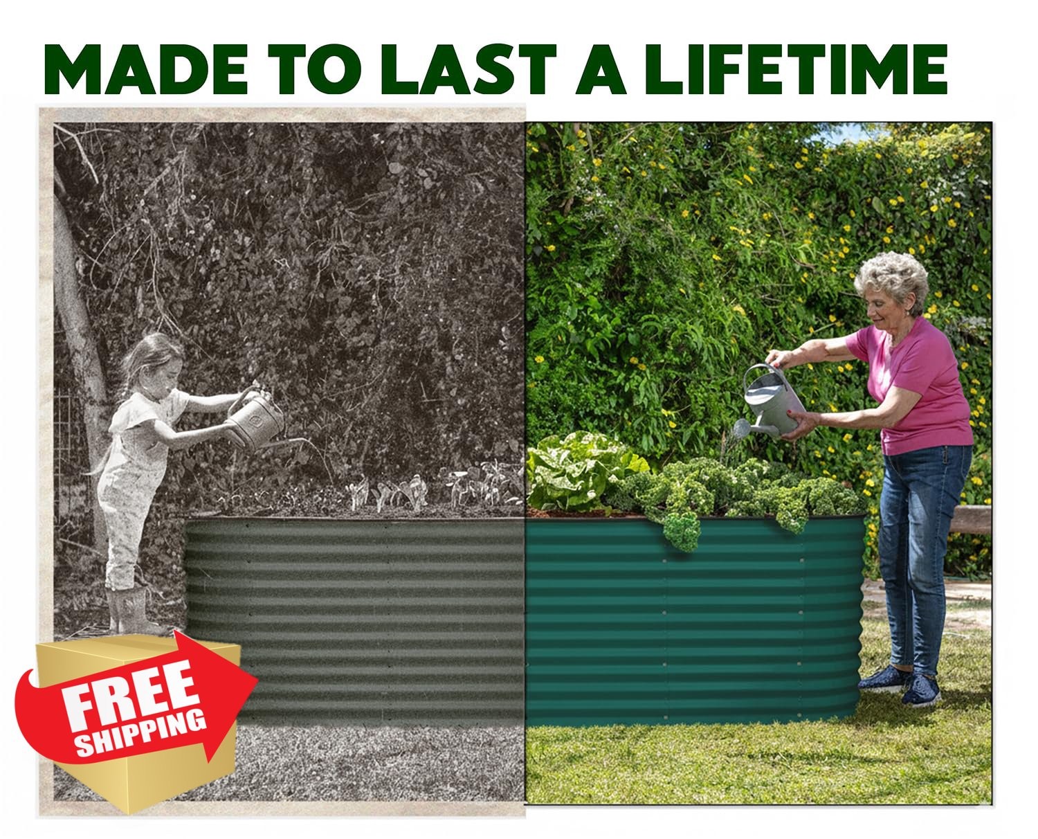 Plant and Plot 8x2x2ft Raised Garden Bed Dark Green Tool-Free Metal