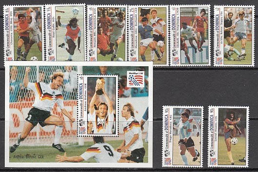 Dominica - Mail 1993 Yvert 1549/56+Hb 245/6 ** Mnh Football
