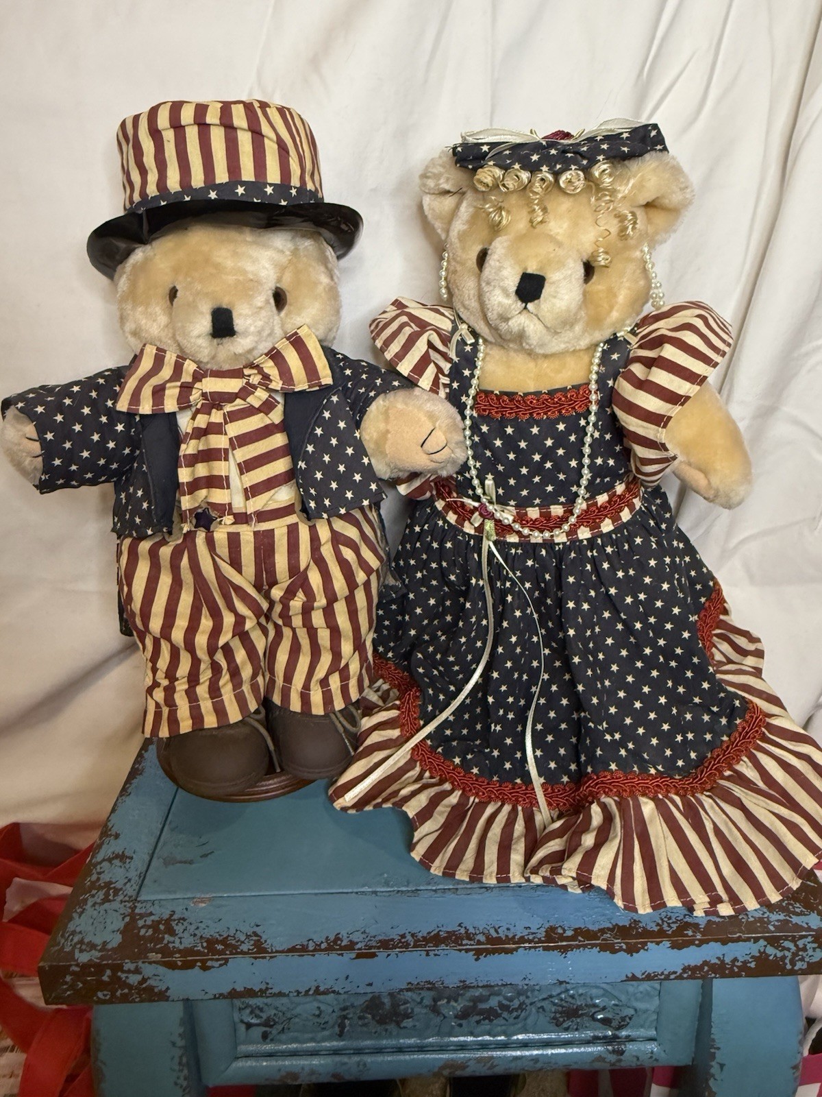 Tender Heart Treasures Americana Teddy Bears 1992 Boy And Girl Cottage Core