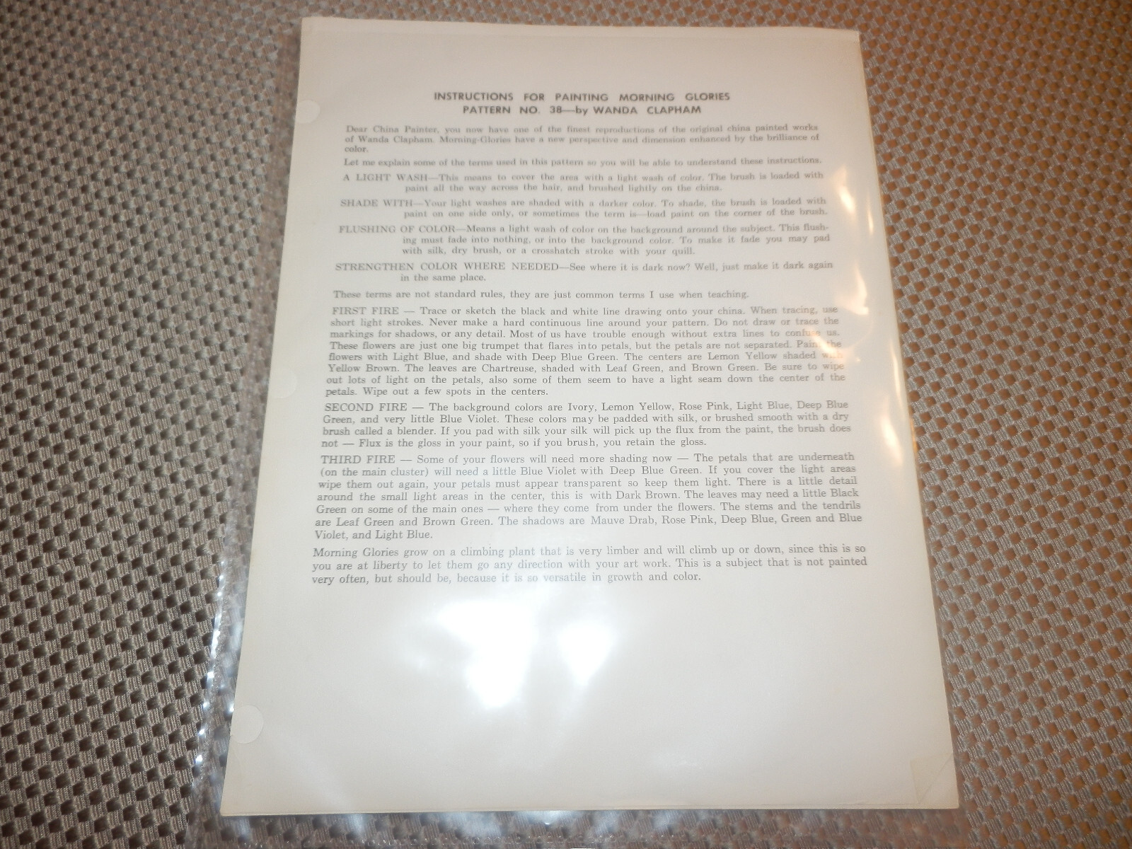 Vintage MORNING GLORIES No. 38  Art Painting & Instructions Wanda Clapham 1967