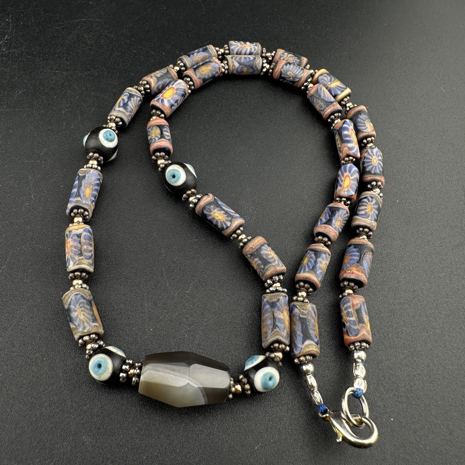 Vintage African style beads And  Agate Bead Necklace