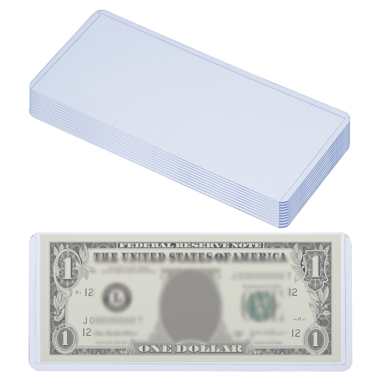 Bill Money Holders, 10 Pcs Top-Insert Currency PVC Holder, 6.8 x 3" Blue