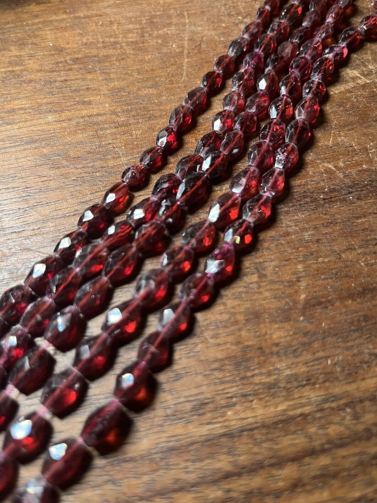 Deep Red Faceted Round Garnet Gemstone Beads 14in Strand 8-10 Mm