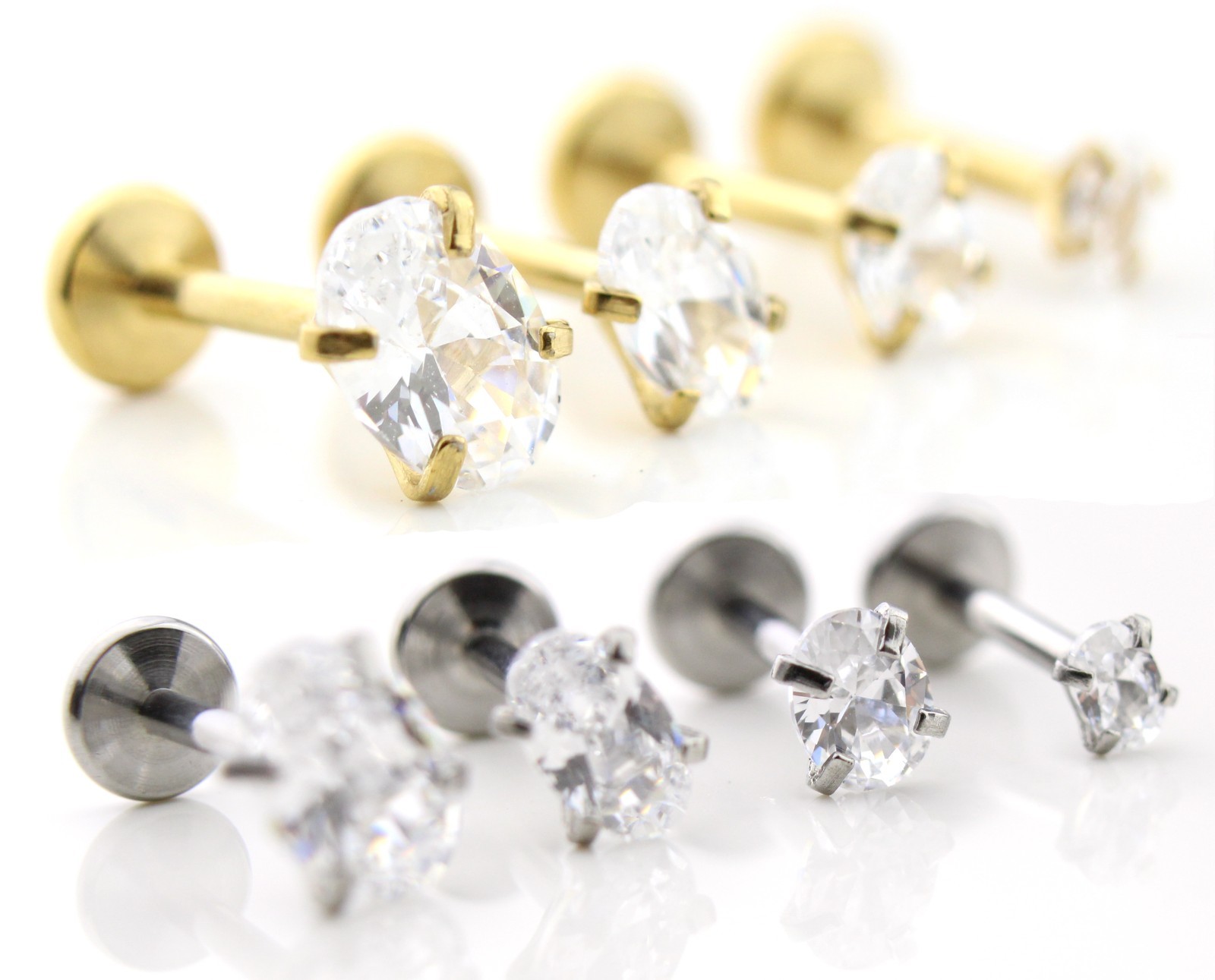 Tiny Oval Tragus Stud Earring Threadless Flat Back Cartilage Labret Piercing