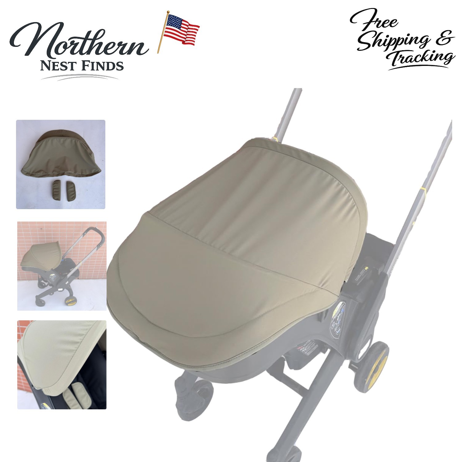 Water-Repellent Textile Sun Shade for Doona Stroller - Includes Shoulder Pads