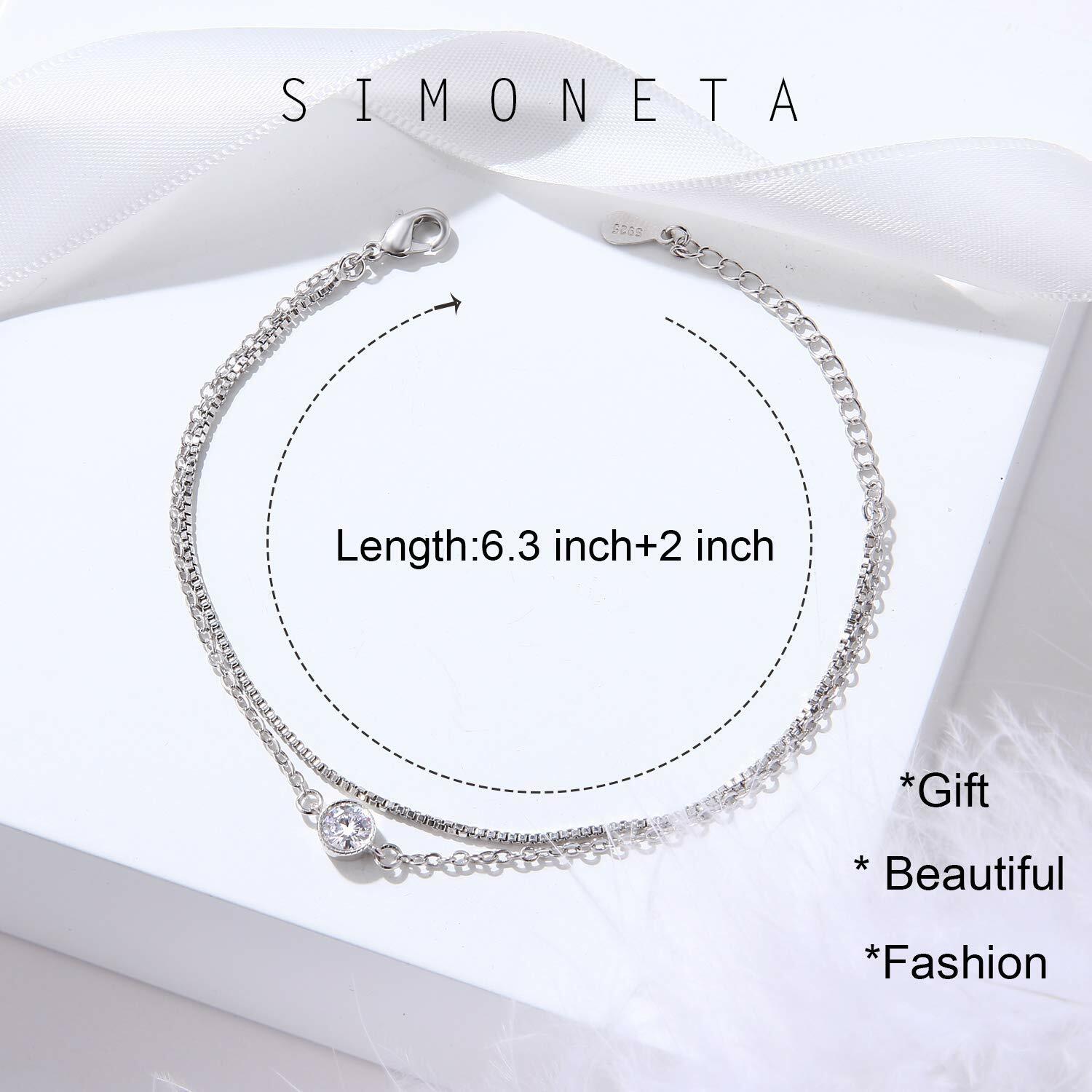 Bracelet Double Chain   White Gold Plated 925 Sterling Silver Cubic Zirconia