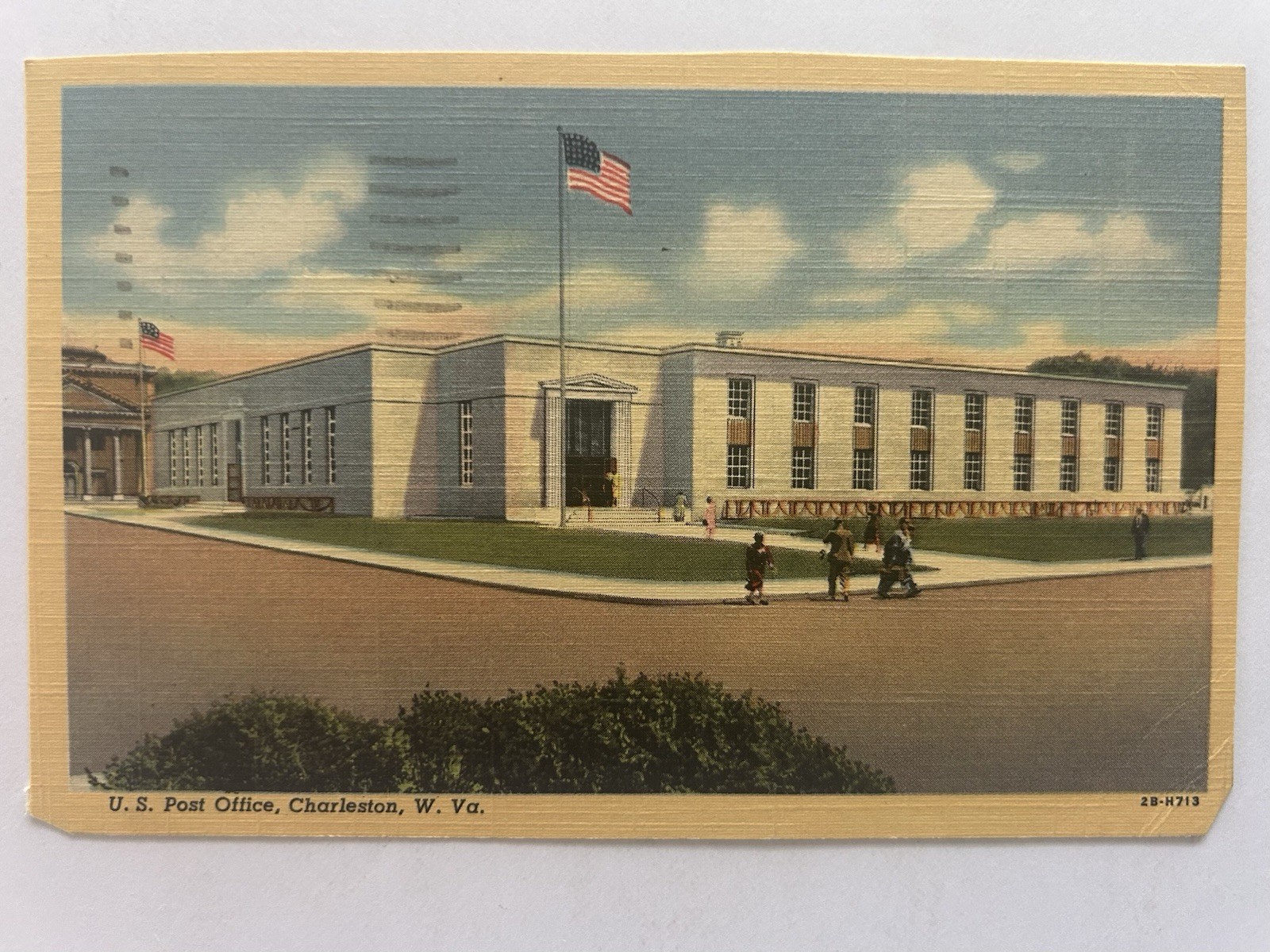 U.S. Post Office Exterior View Charleston West Virginia WV 1951 Postcard