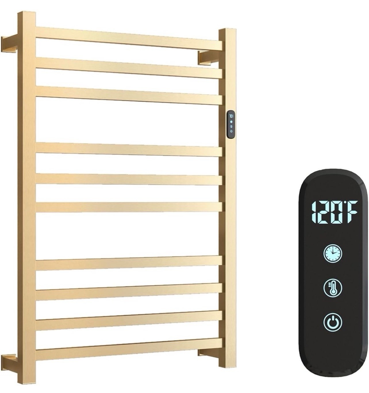 10 Bar Brushed Gold Luxury Wall Mounted Electric Towel Warmer