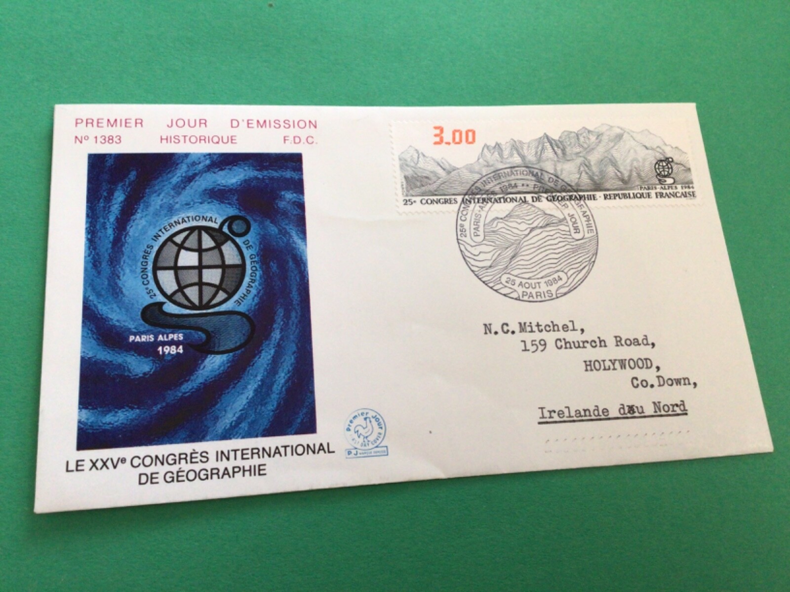 France  Antarctic Geographic congress stamps cover A15215
