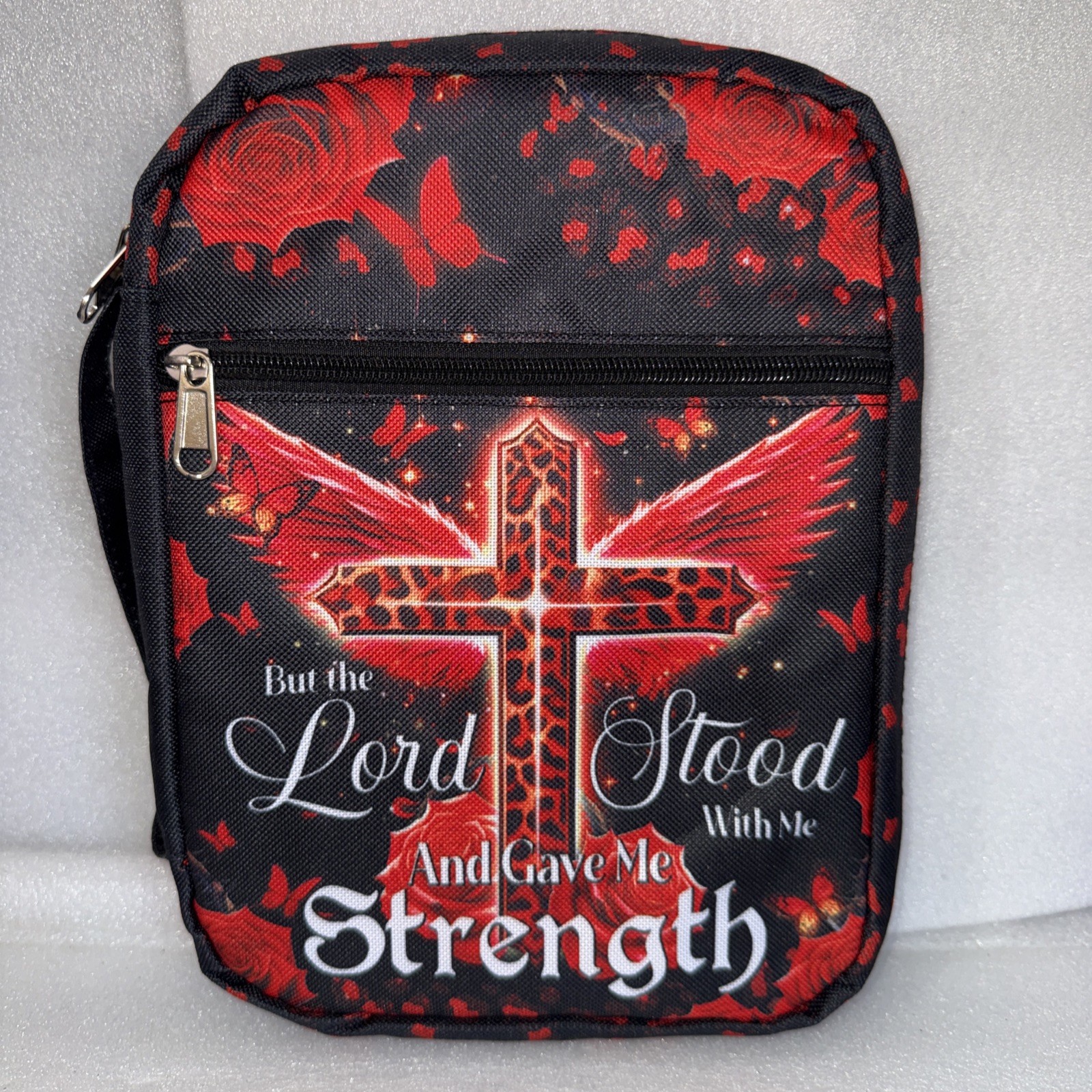 Bible Cover for Women with Leopard Rose Flowers, Carrying Case for Study, Zipper