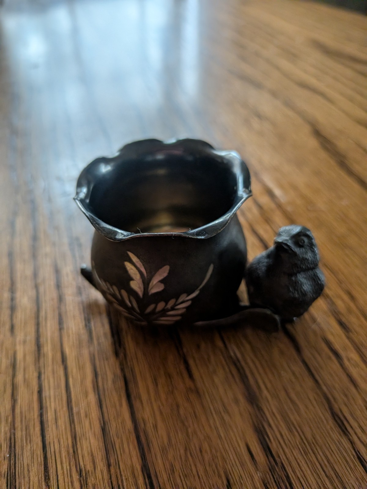 Royal Manuf. Co. Triple  Silverplate Vintage Toothpick Holder W Bird c. 1900's