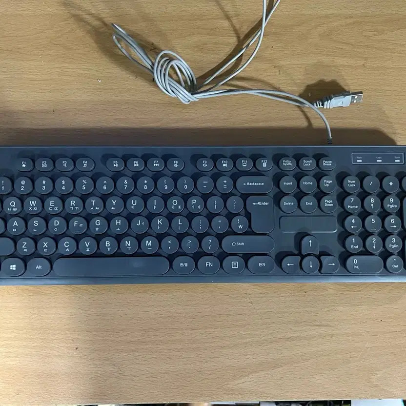 Retro Gray Round Keycap Wired Computer Keyboard, Office & Home Use