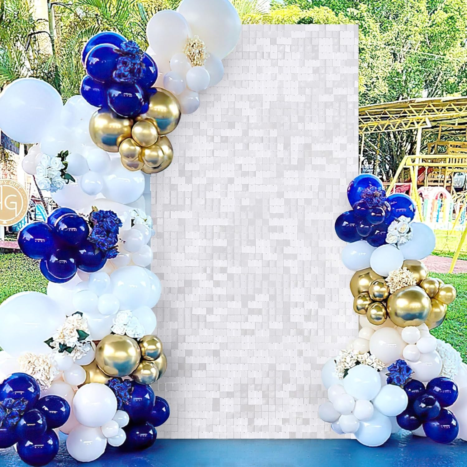 Shimmer Backdrop Panels Wall White Backdrop - Pack of 18 Glitter Wall Panels for