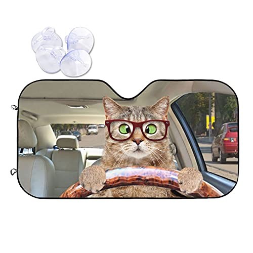 Fun Cute Cat Driving Car Front Windshield Sun Shade,Auto Onesize Style 6