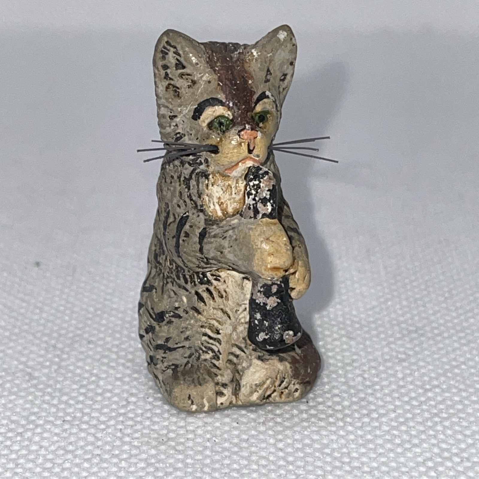 German Antique Cat/Kitten figurinePlaying  Musical Instrument