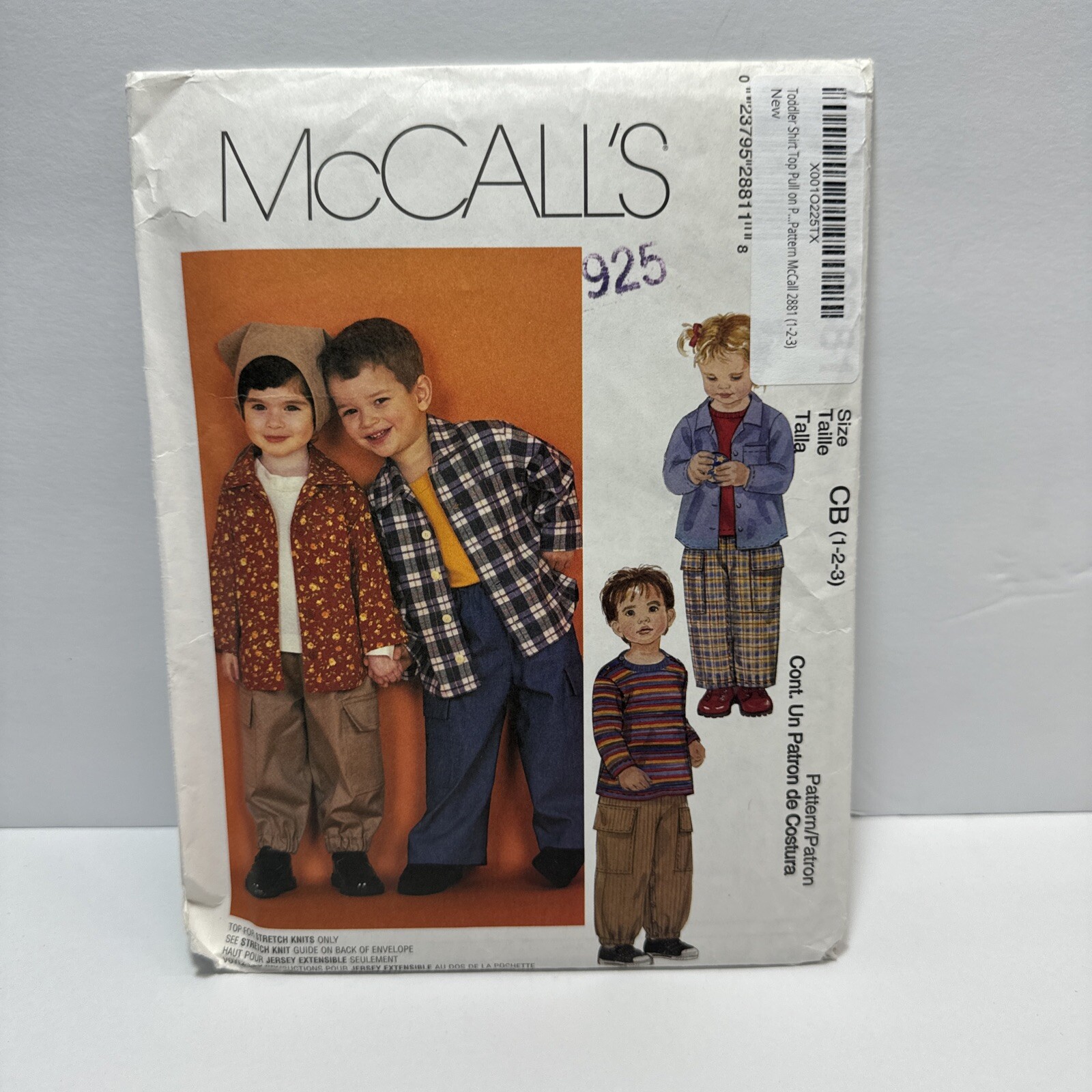 McCalls 2881 Boys Girls Pants Shirt Top Pattern 1-3 *Uncut*