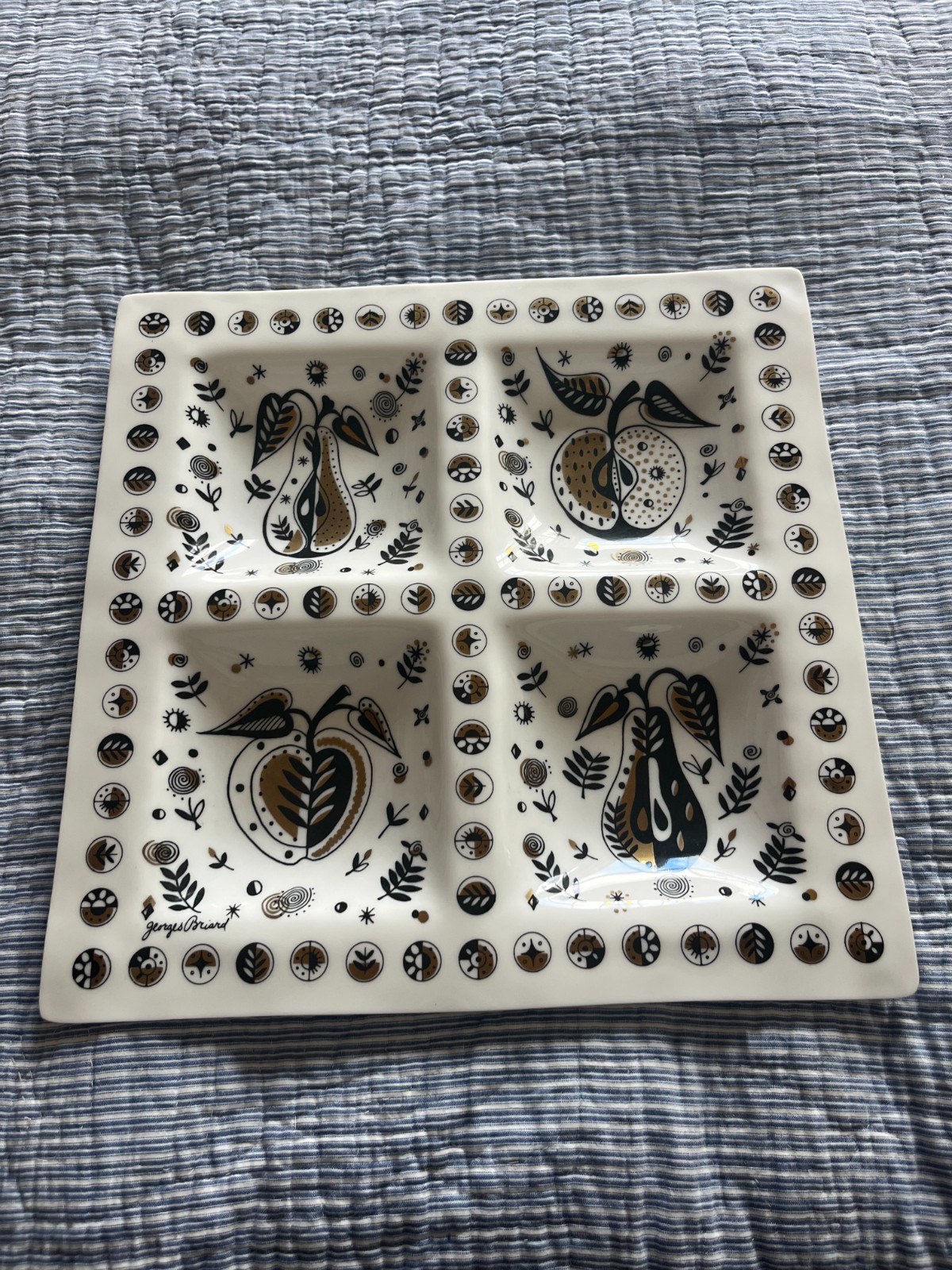 Vintage Georges Briard Forbidden Fruit Divided Serving Platter Plate Mid Century