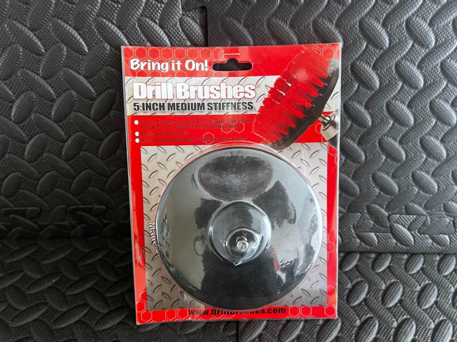 Bring It On Drill Scrub Brush 5 inch Medium Stiffness Household Vehicle Scrubber