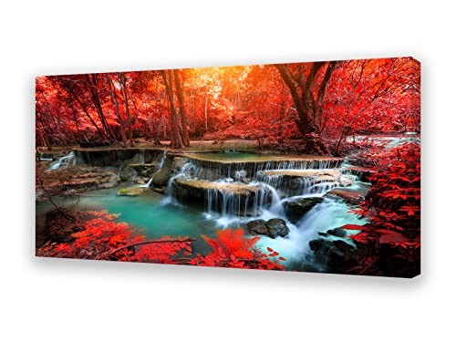 Muolunna BK03962 Wall Art Decor Canvas Print Picture Forest 48"L x 24"W Red
