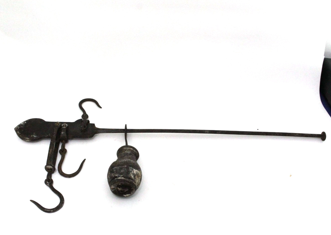 RIGHT OUT OF THE BARN Antique Cast Iron Hanging Beam  Scale Hooks Weights Farm