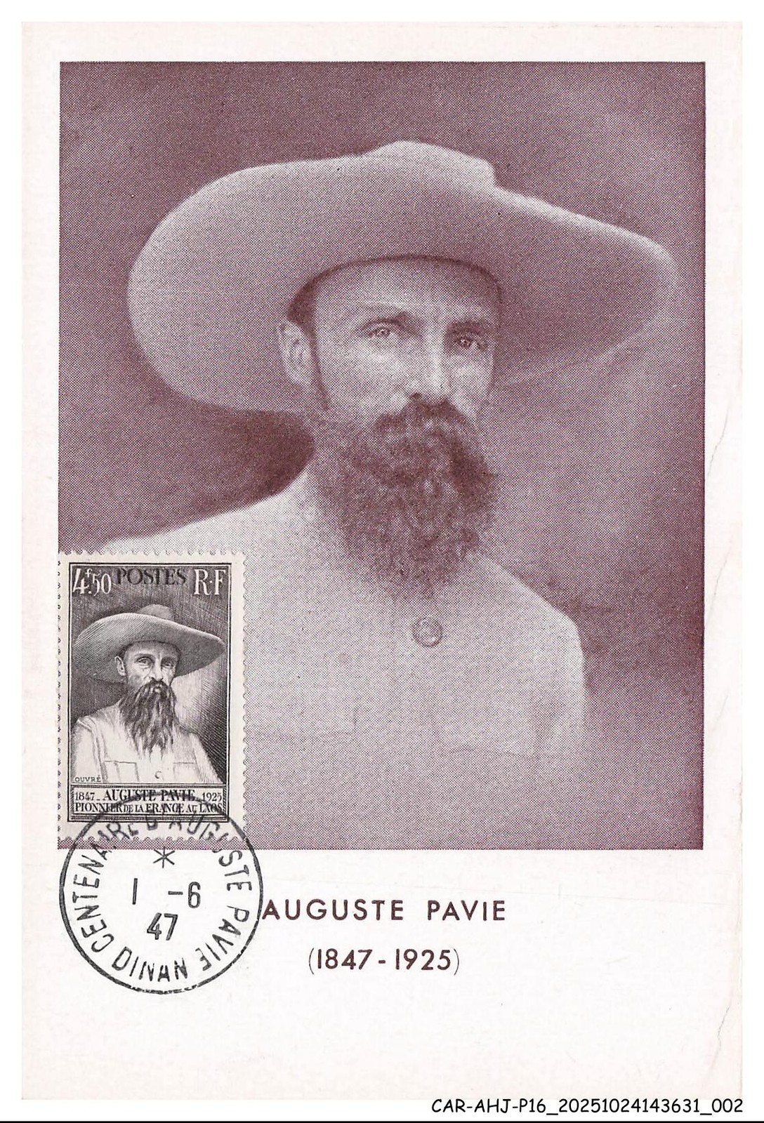 CAR-AHJP16-0752-CARD-MAXIMUM - Auguste Pavie - 1947
