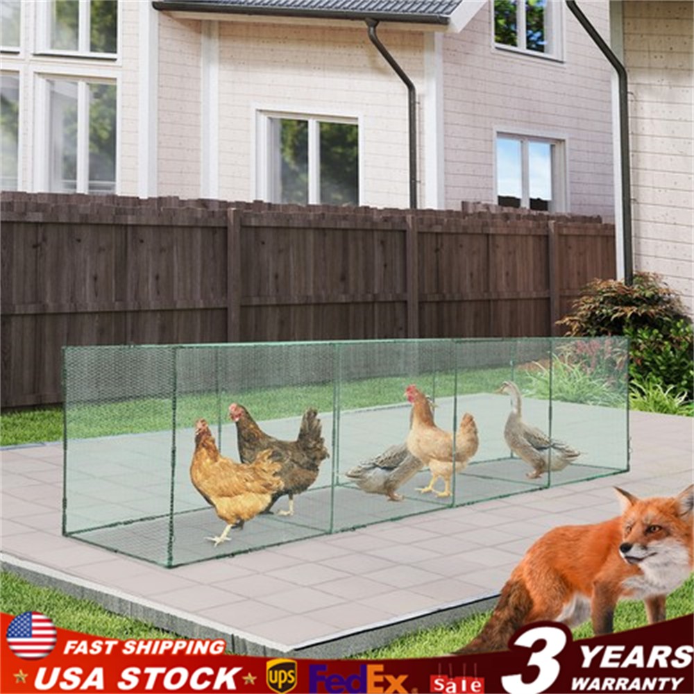 Chicken Tunnel Portable Rooster Coop Large Hens Coops with Net for Outdoor Use