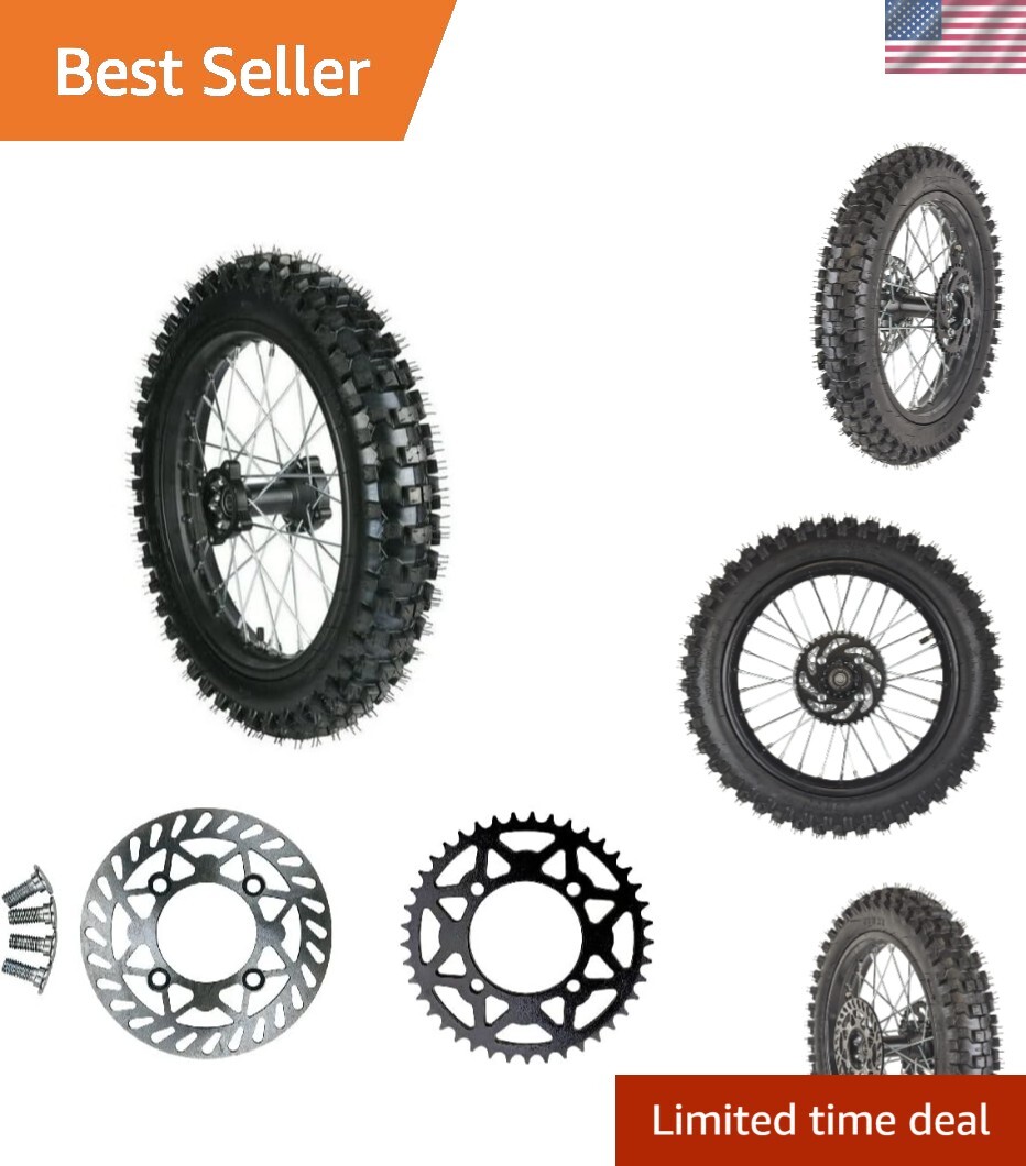 16" Rear Wheel tire Assembly Includes Brake Rotor and 428 Sprocket For Dirt P...