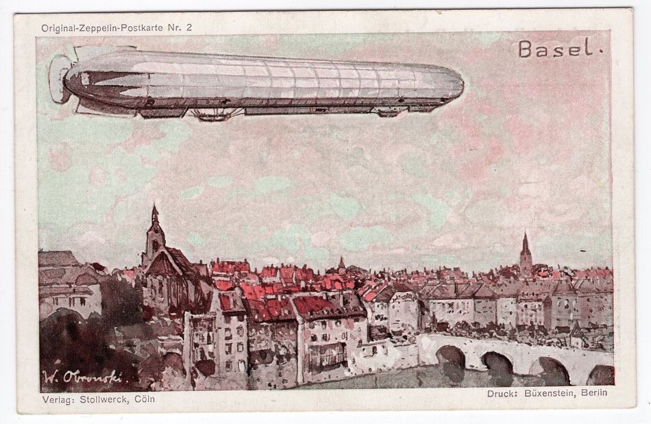 Zeppelin/ Flight Post AK STOLLWERCK No 2 ZEPPELIN Over BASEL Unused