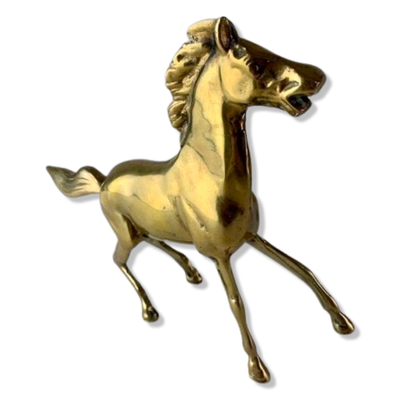 Brass Horse Figurine Stallion 8"