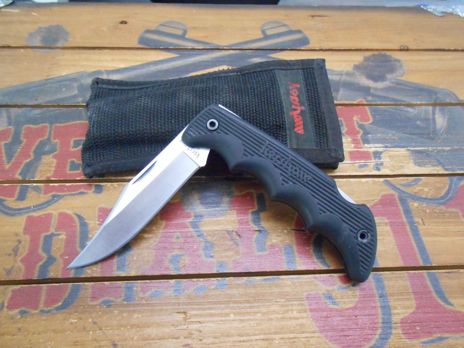 Kershaw Black Horse 1060 Folding Knife Plain Edge Blade with Sheath Japan