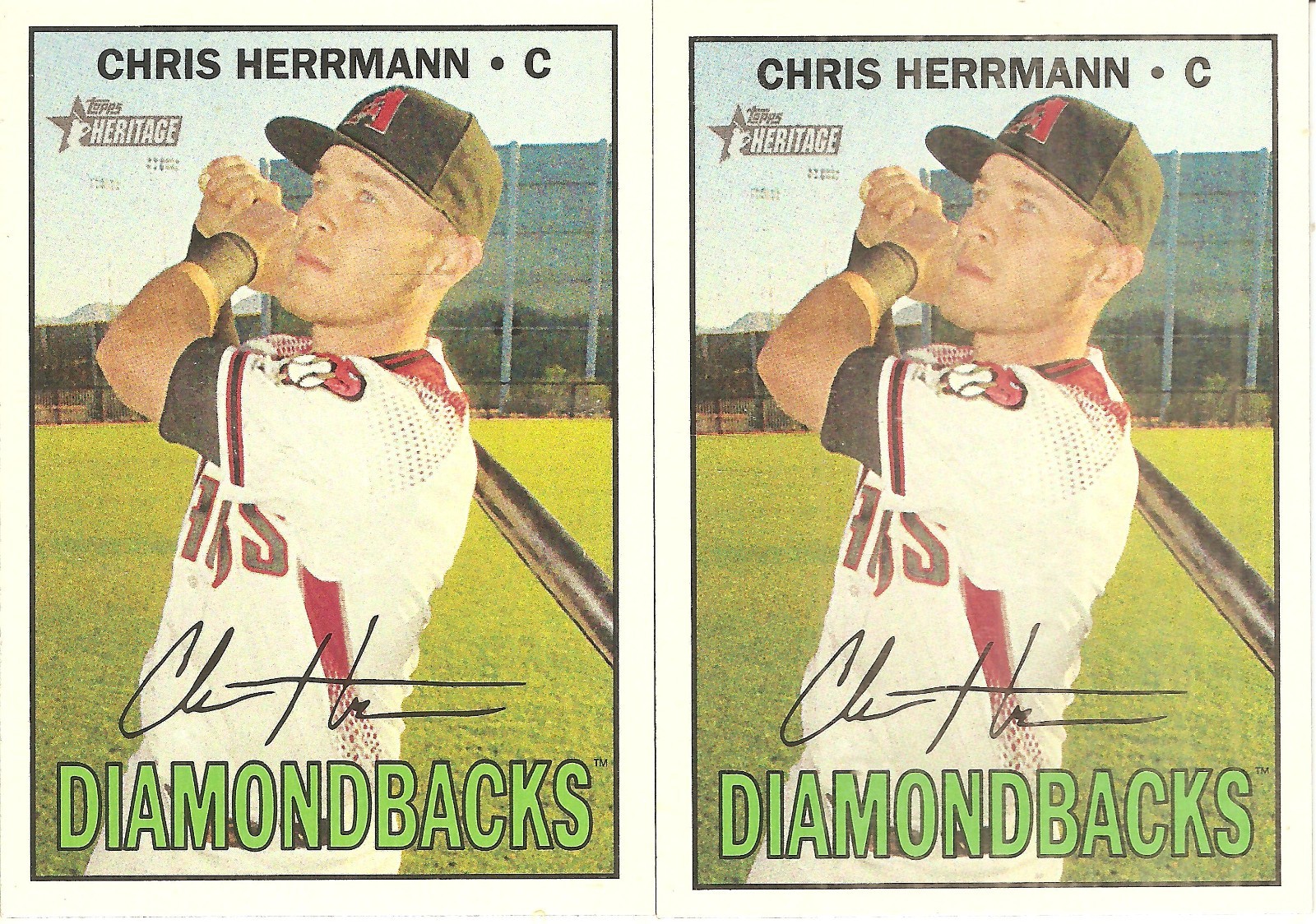 2 CARD 2016 TOPPS HERITAGE CHRIS HERRMANN BASEBALL CARD LOT