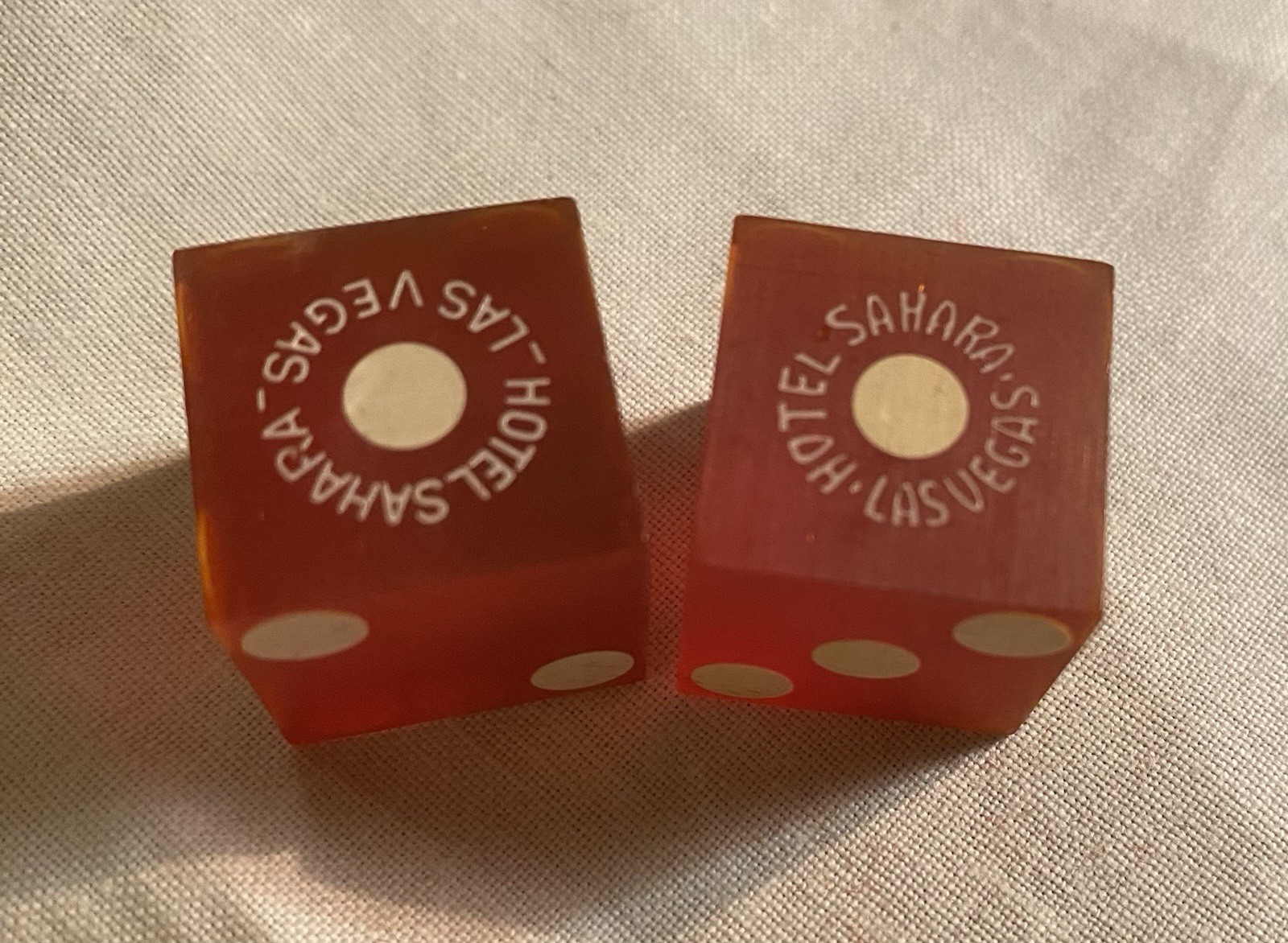 Vintage Dice From Sahara Hotel & Casino Las Vegas, NV. Unused Condition.