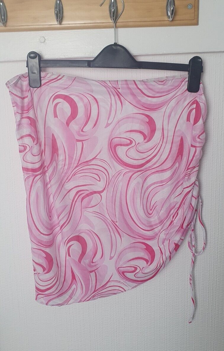 Ladies Size 4 XL Pink 70s Short Beach Holiday Cover-up Skirt 