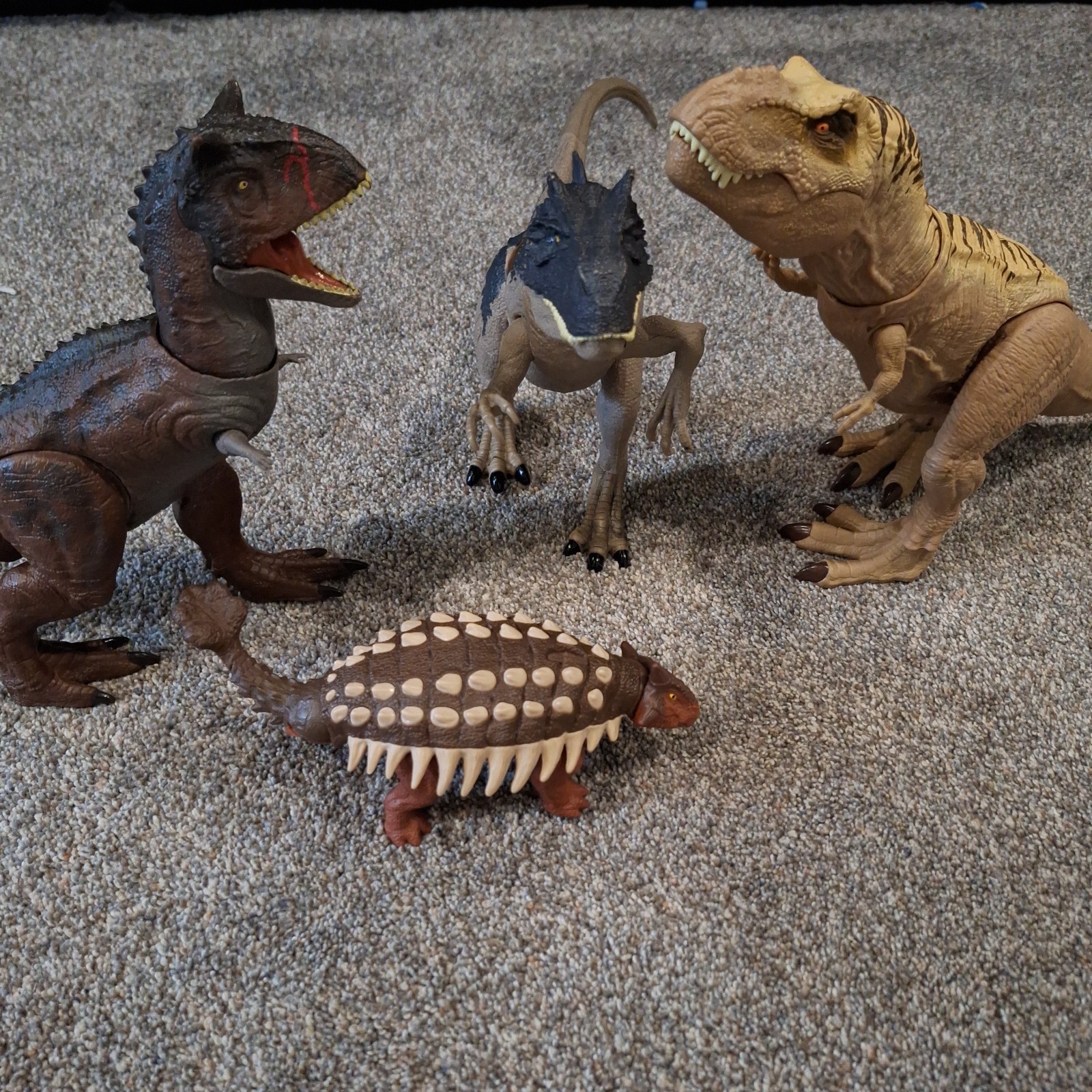 Mattel Jurassic World T-Rex Dinosaur Lot Of 3 Carnotaurus Thrash N Devour Work