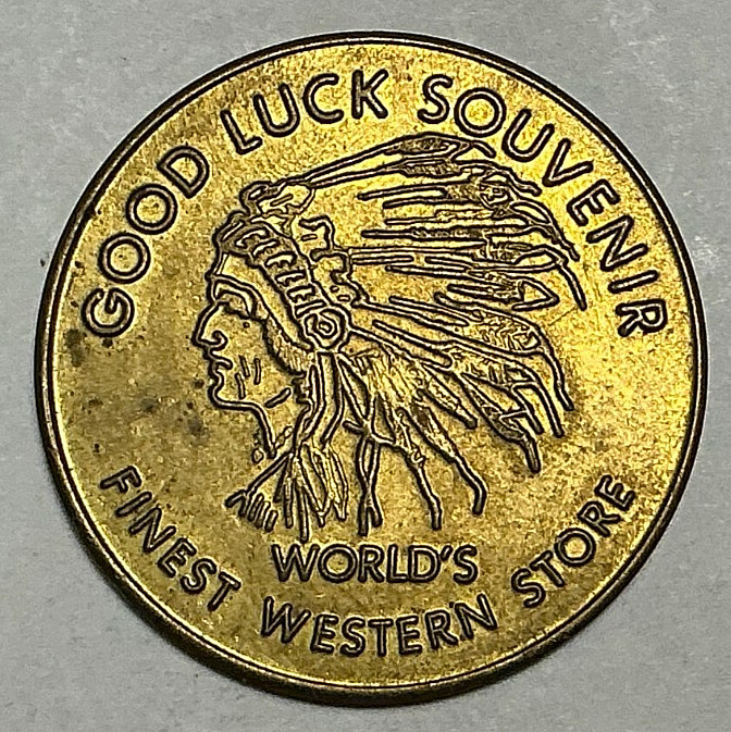 Vintage Buffalo Ranch Oklahoma Route 66 Good Luck Souvenir Token Indian Head