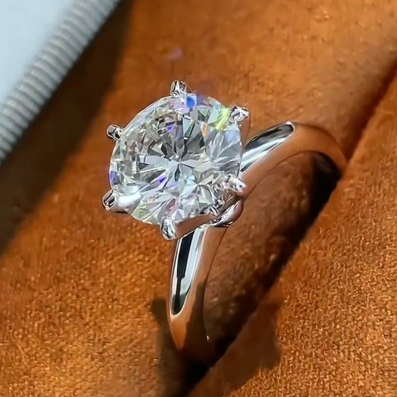 5.0TCW Round Cut Moissanite Solitaire Engagement Ring 14k White Gold Plated