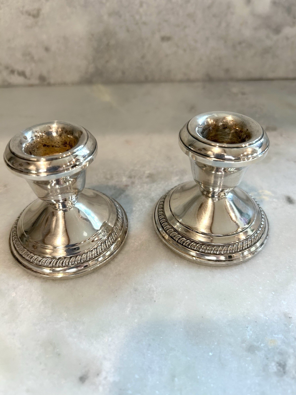 Pair of Sterling Silver Weighted Candlesticks
