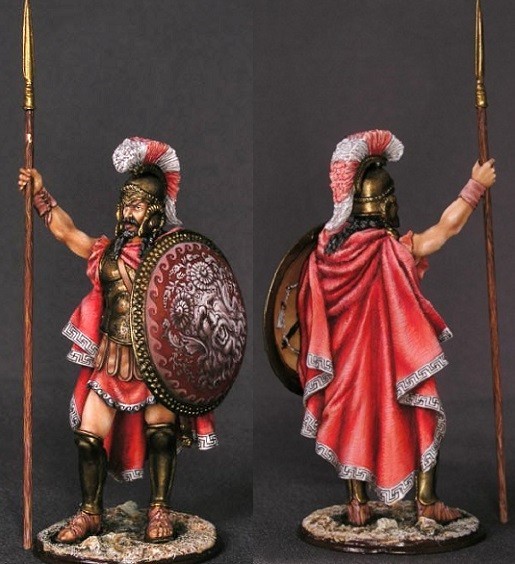 Tin toy soldiers  ELITE painte 54mm. greek commander with gorgon on shield