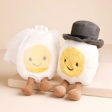 2PCS Amuseables Boiled Egg Bride and Groom Couple Plush Toys Jelly Gift - NWT