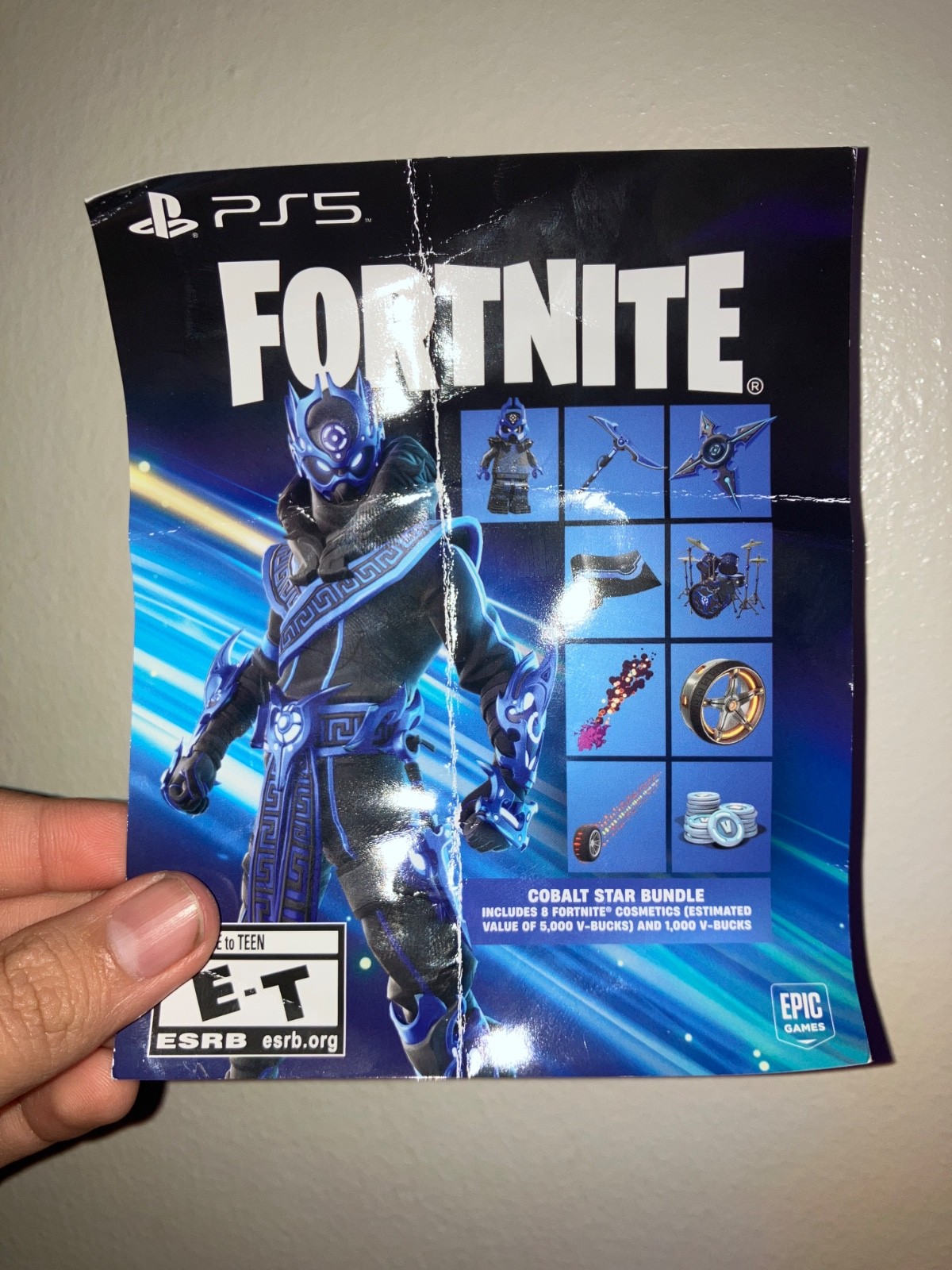 cobalt star bundle Fortnite vbucks ps5 PlayStation code unredeemed pre-scratched